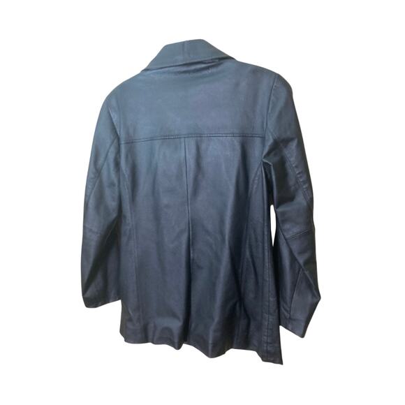 Leather Coat Black by Jacqueline Ferrar Size Petite Small - Picture 3 of 11